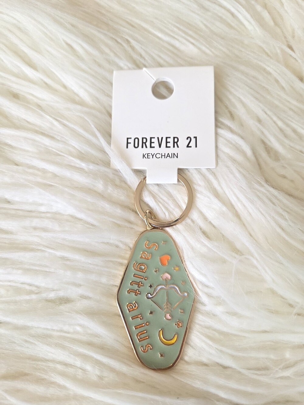 Forever 21 Mint and Gold Sagittarius Enamel Keychain
